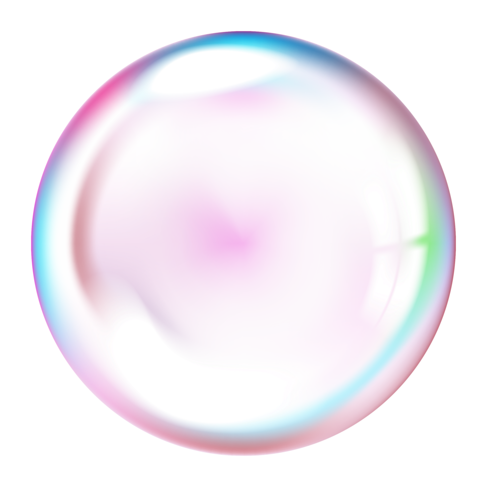 Colorful transparent soap bubble isolated on transparent background png