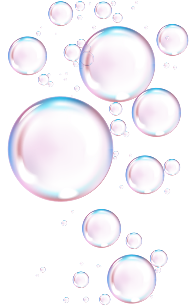 Realistic illustration of soap bubbles in tranparent background png