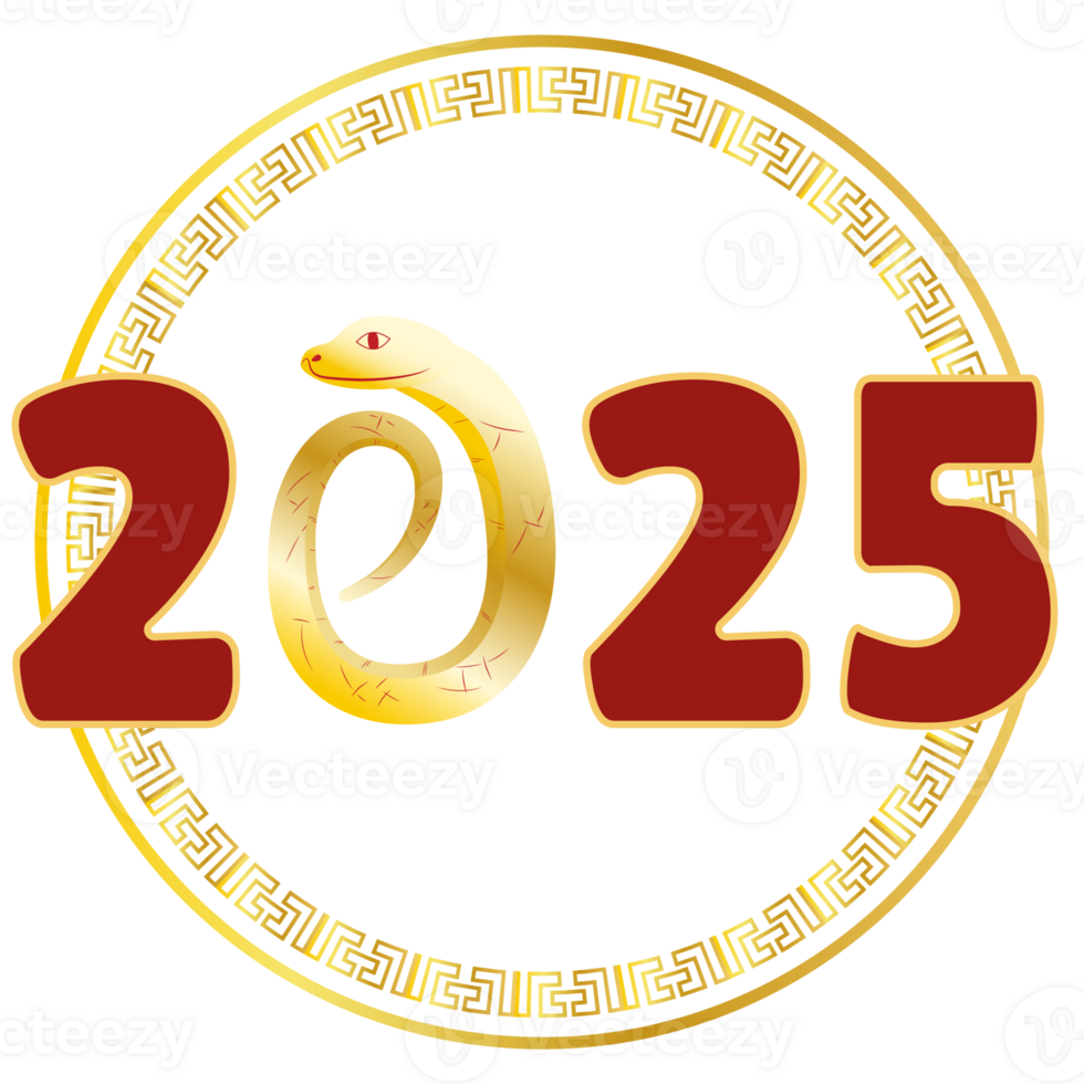 Snake Chinese New Year 2025. Zodiac Asia Gold Gradient Circle Traditional Ornament png