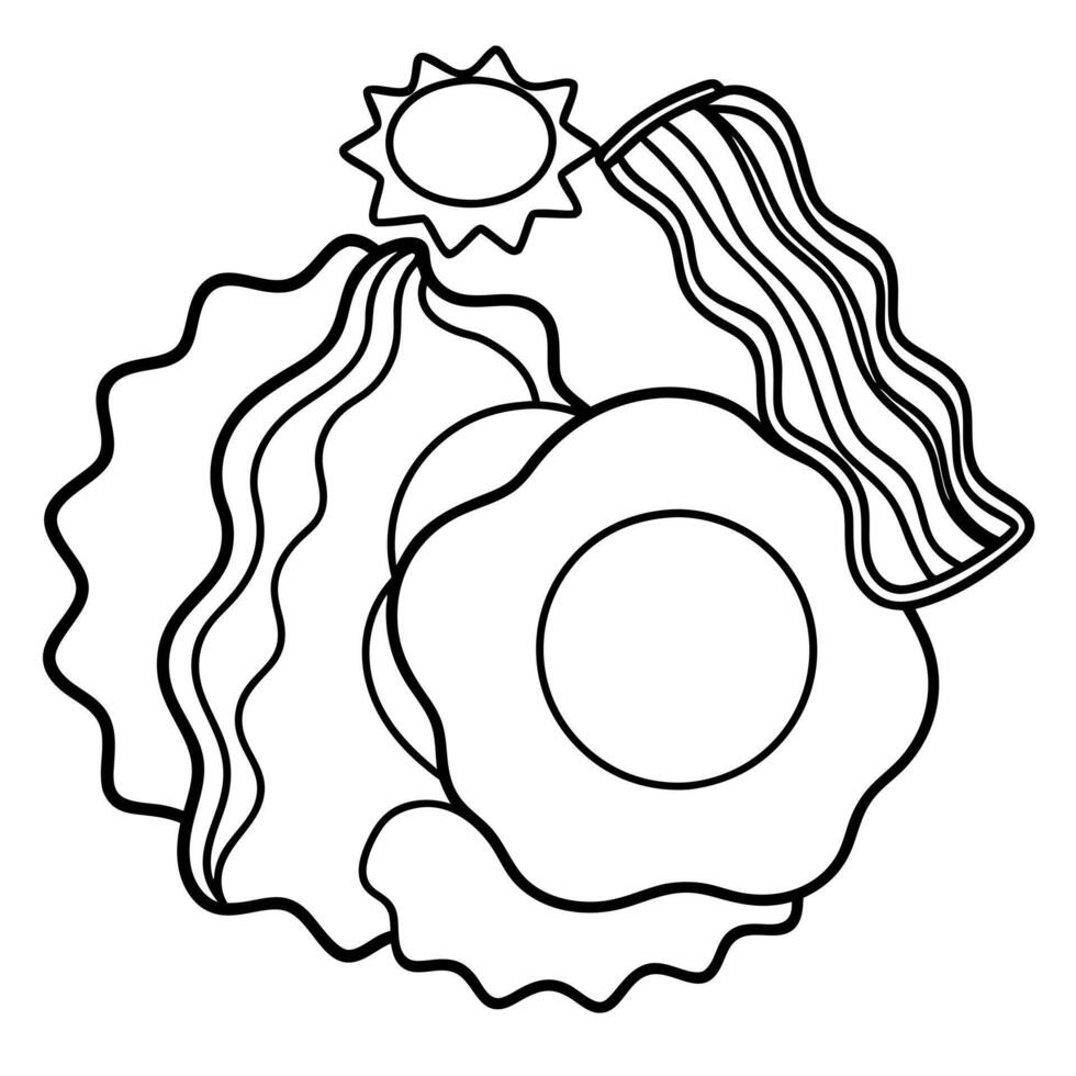 Crispy Bacon and Sunny-Side-Up Eggs vector