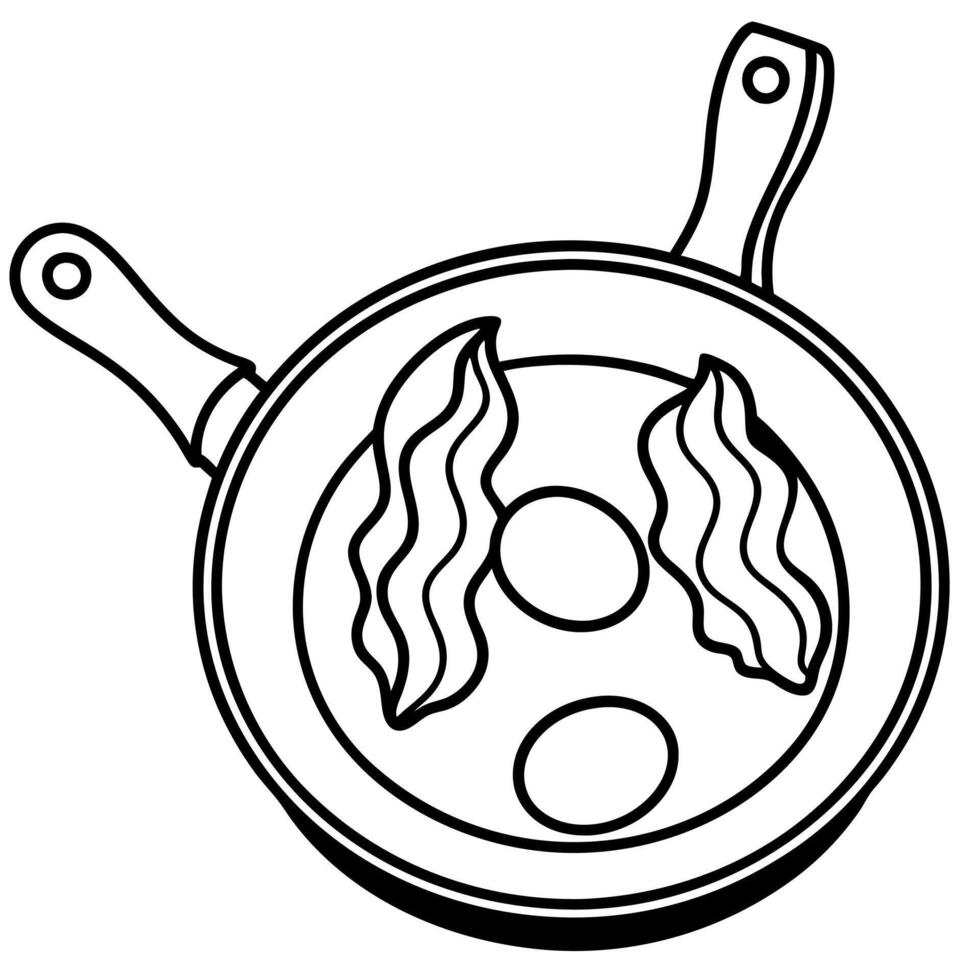 A pan of bacon and eggs vector