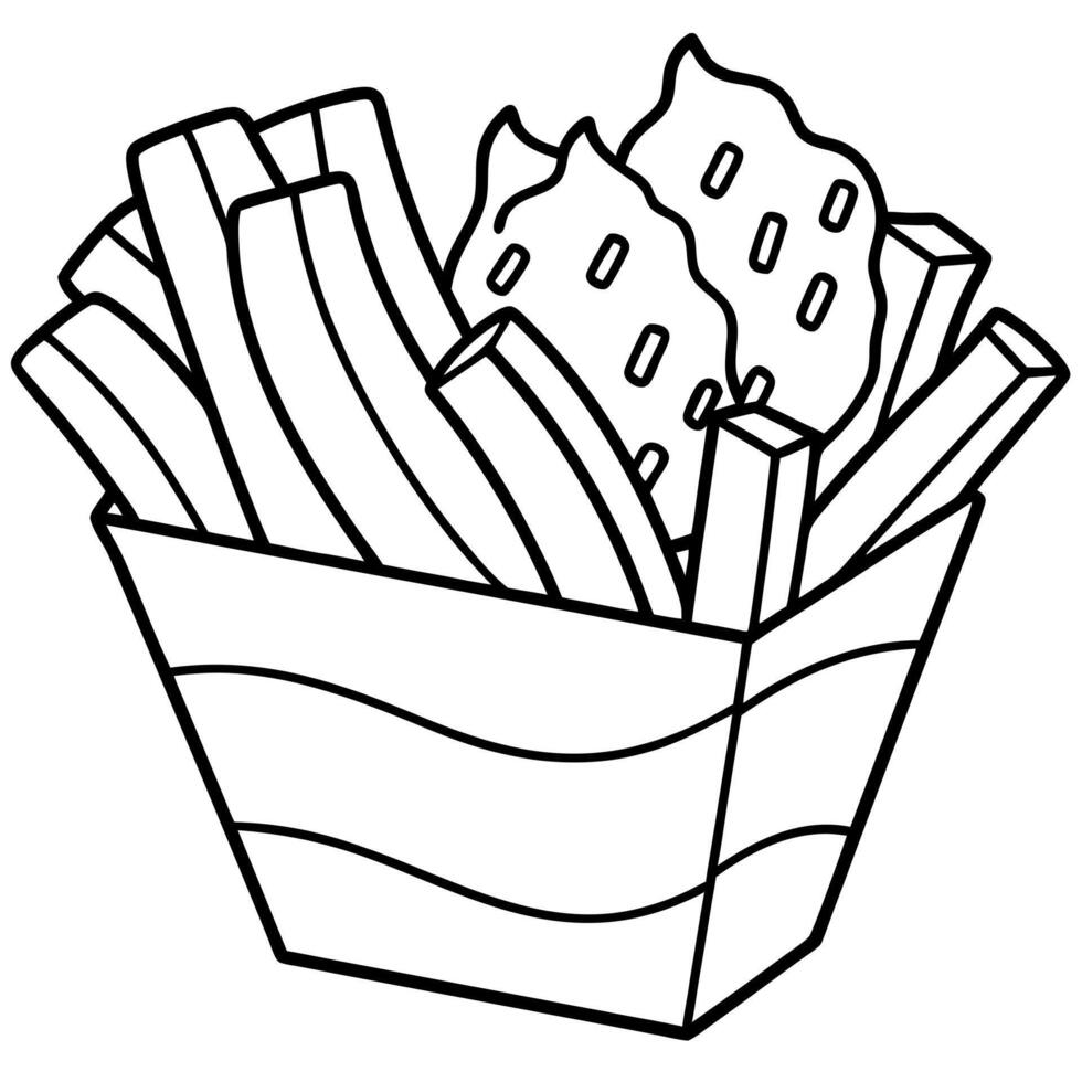 Fries with cheddar and bacon closeup vector