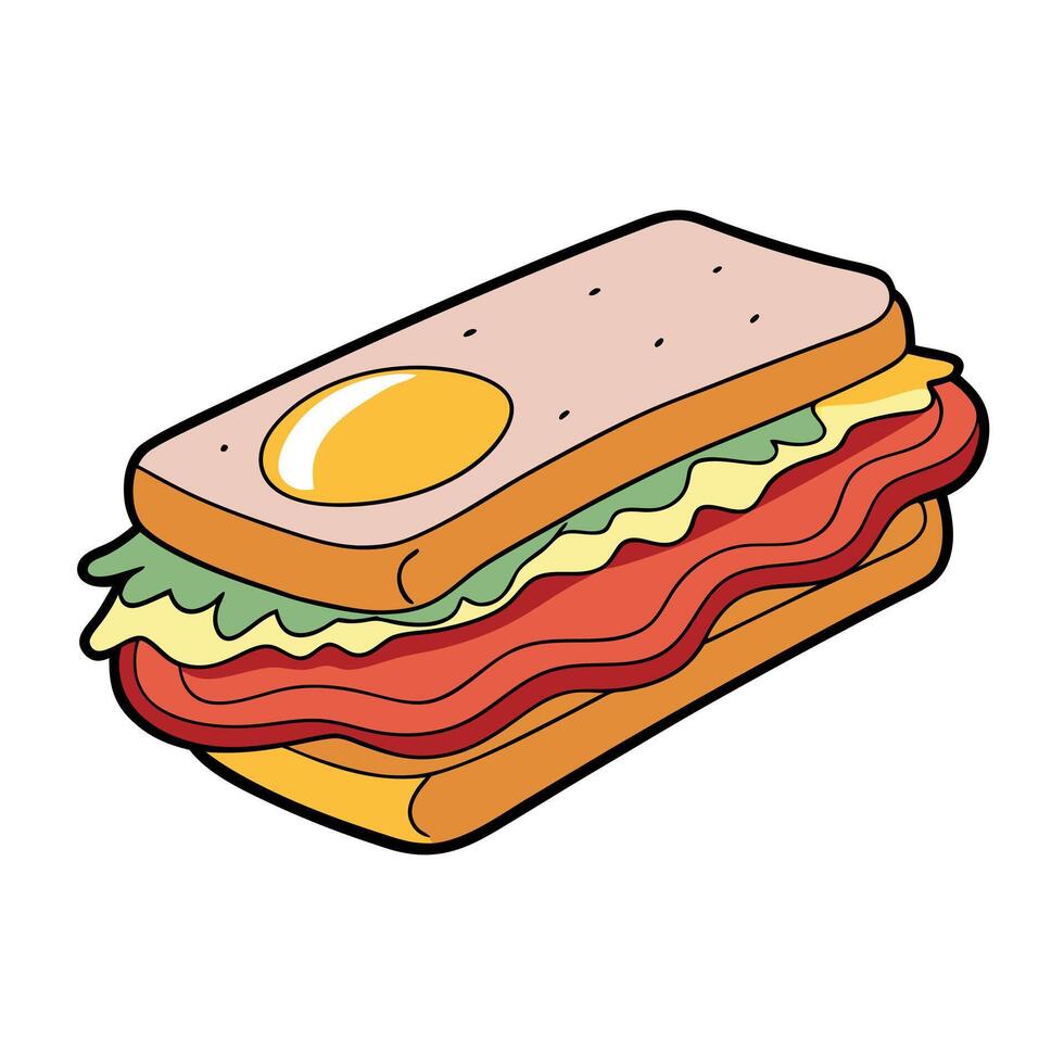 A sandwich with bacon and eggs vector