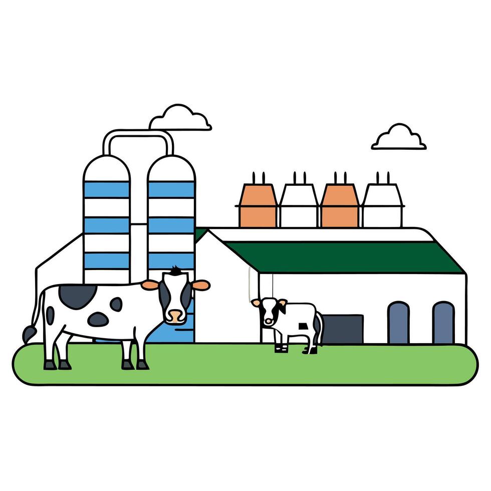Dairy factory farm cows vector