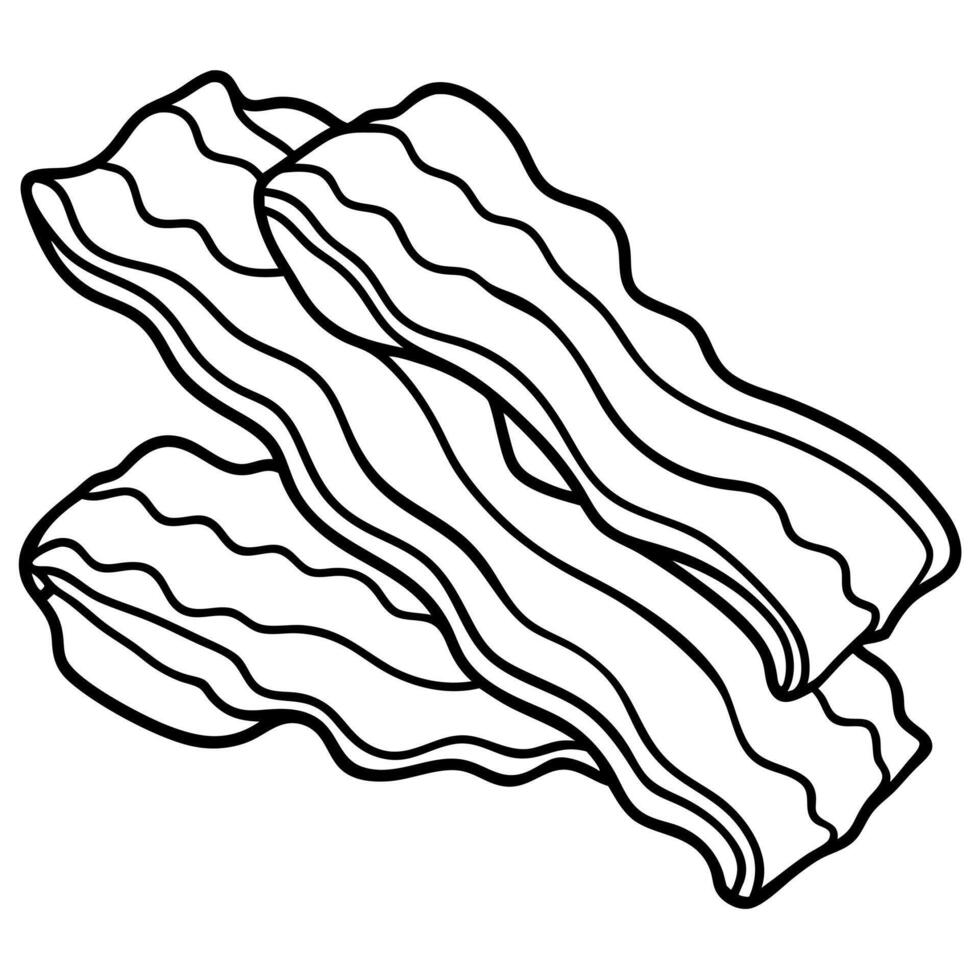 Delicious cooked bacon slices. cut out vector