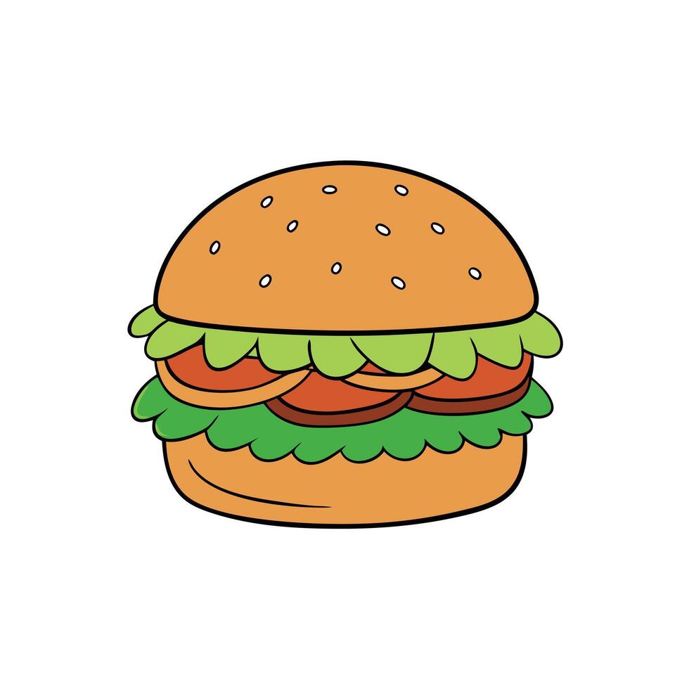 Burger with vegetables vector