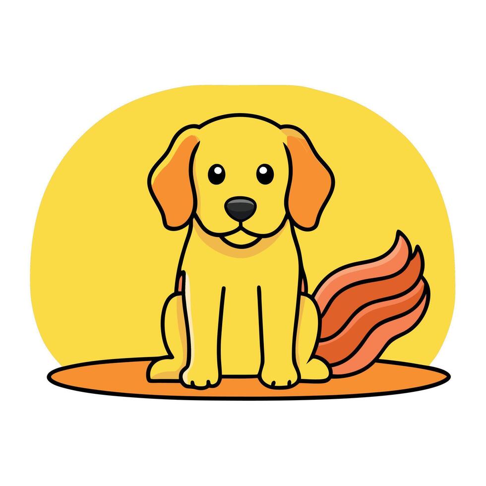 A golden retriever puppy with a short coat and floppy ears is sitting next to a plate of bacon strip vector