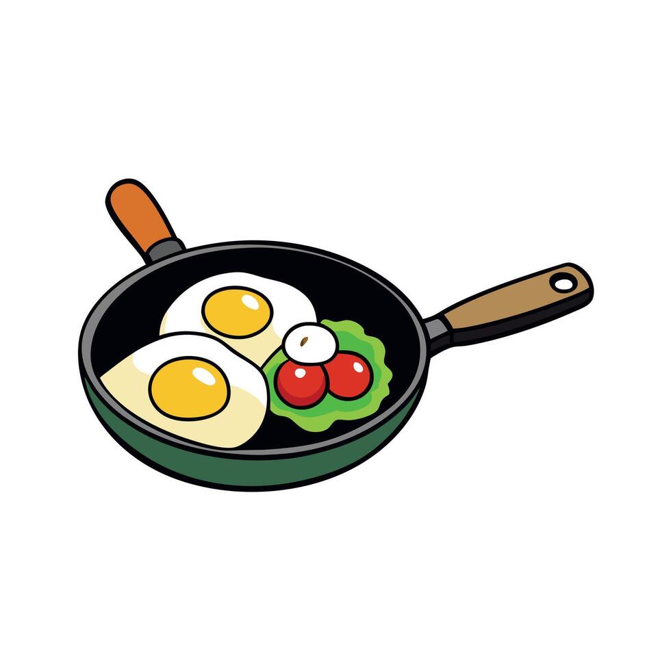 Fried eggs with vegetables vector