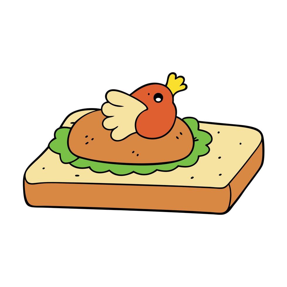 Grilled chicken on bread vector