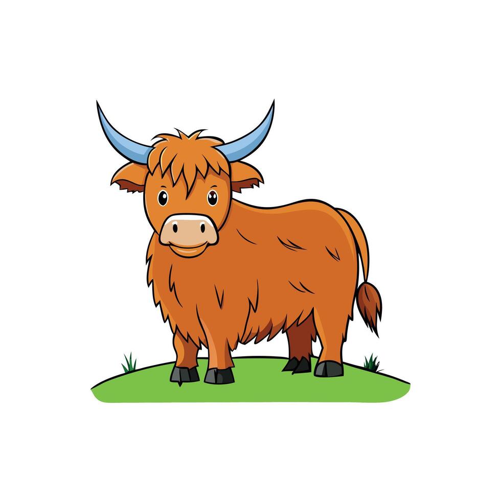Highland cow in the field vector