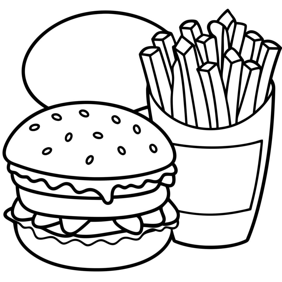 Beef burger and french fries vector