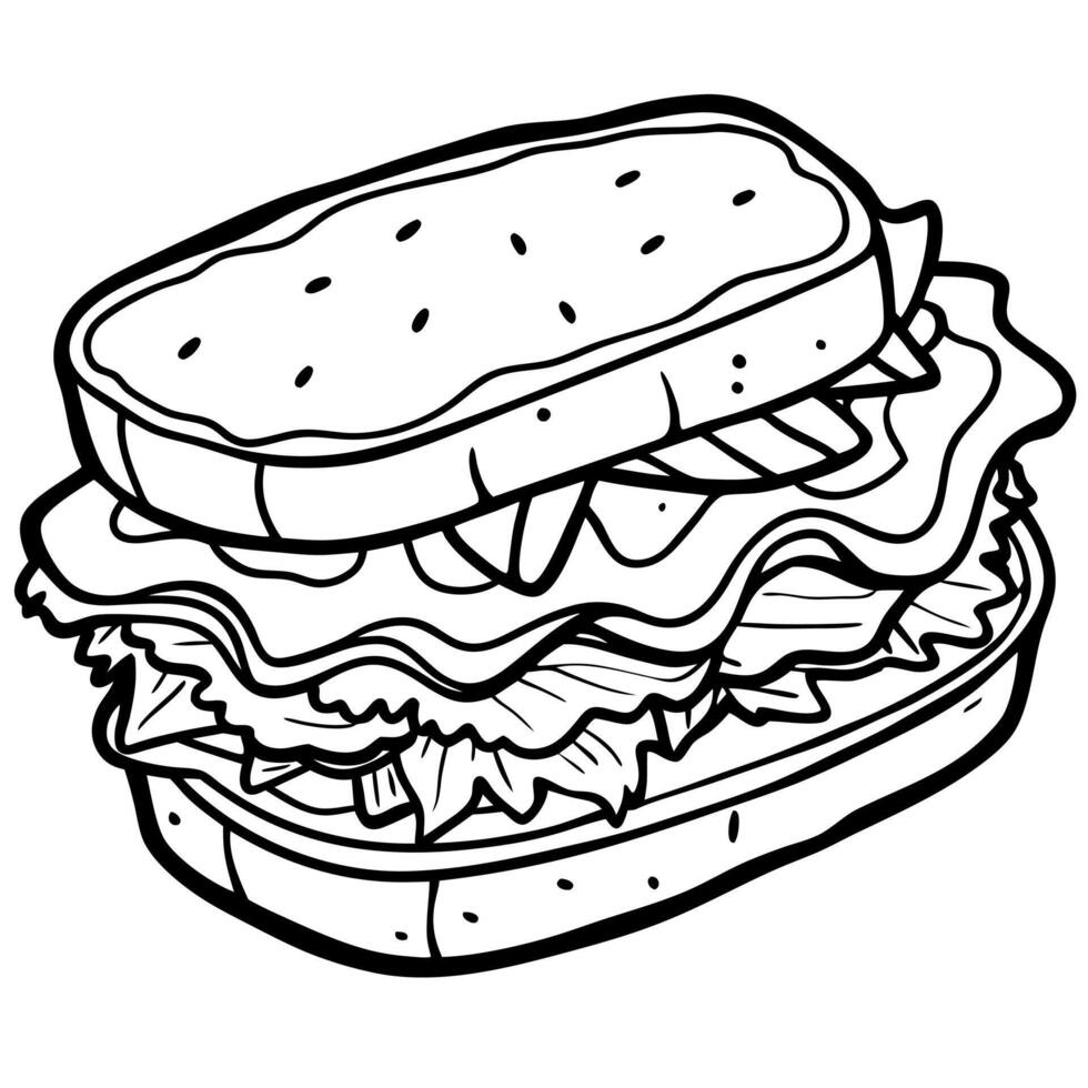 Delicious gourmet sandwich with crispy bacon. fresh greens. and rich sauce. served on toasted bread. vector