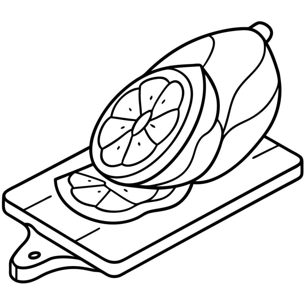 Finely sliced serrano ham on wood vector