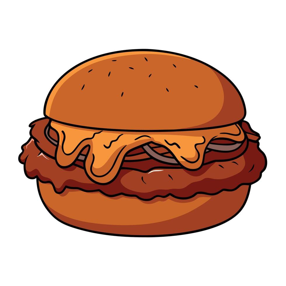 Close-up of a Savory Pulled Pork Sandwich with BBQ Sauce. Bun. and Drizzled Glaze. White Background. vector