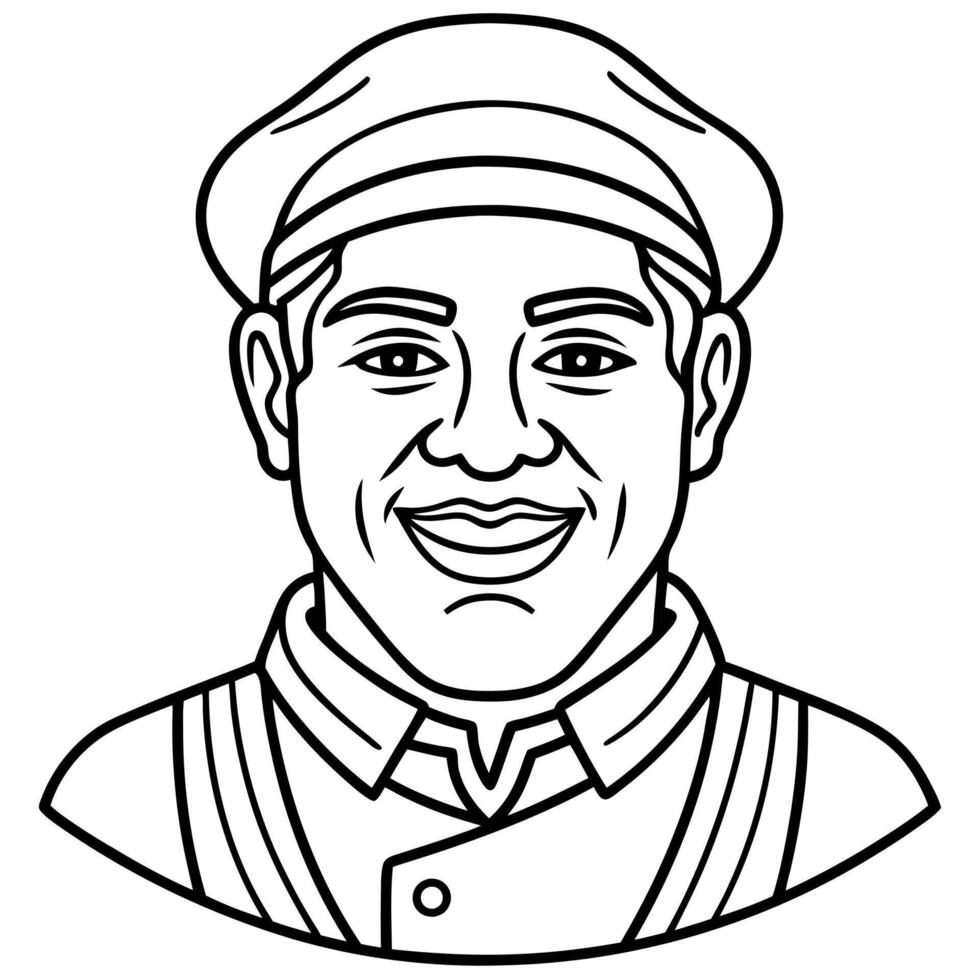 Happy butcher portrait. cut out vector