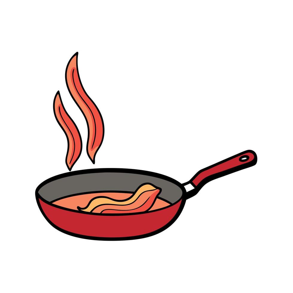 Bacon sizzling in a pan vector