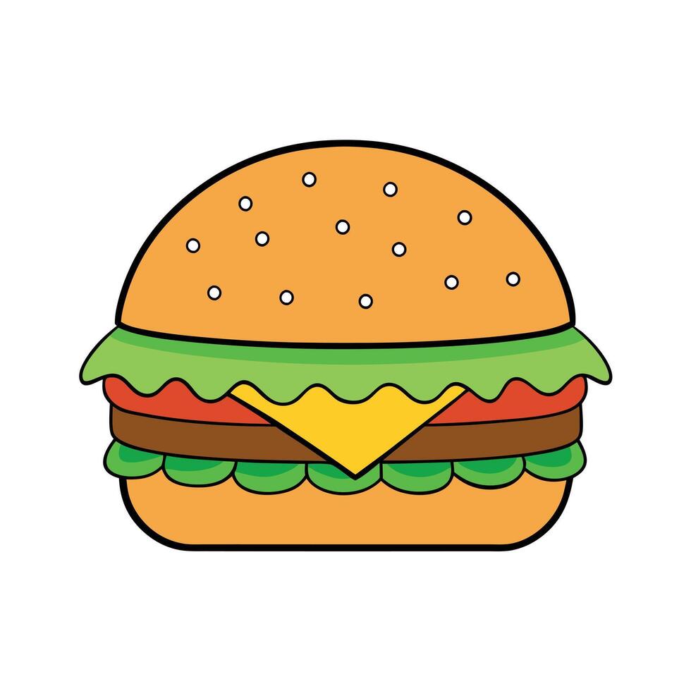 Hamburger with cheese and vegetables vector