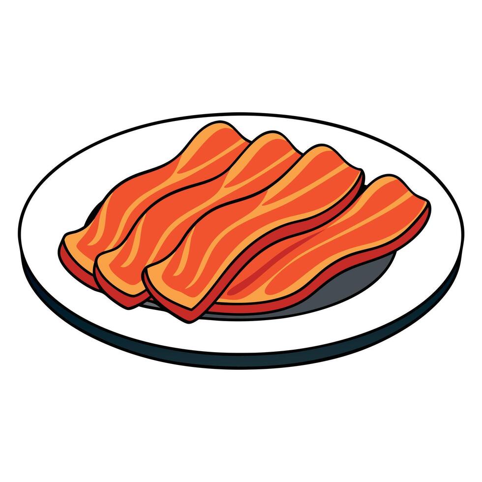 Delicious cooked bacon slices. cut out vector