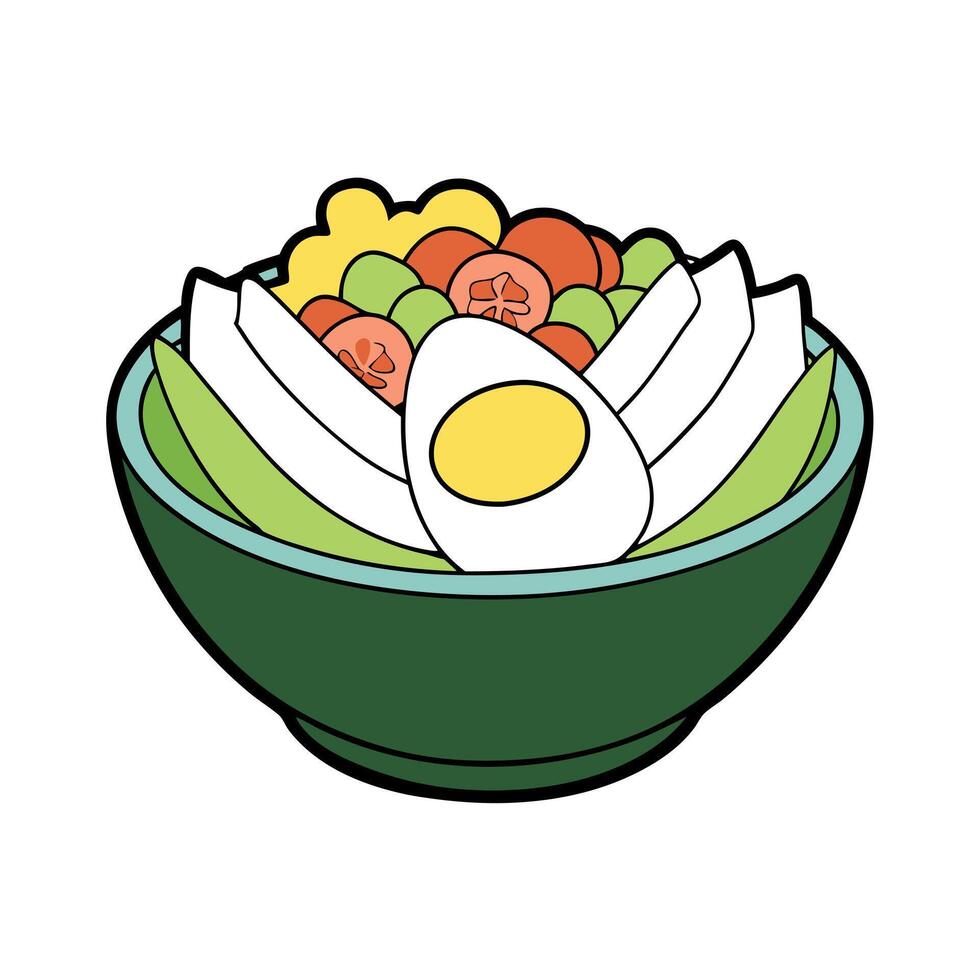 Cobb salad with boiled eggs and bacon vector