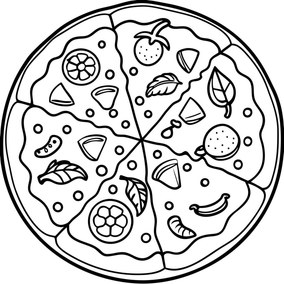 A delicious pizza with various toppings vector