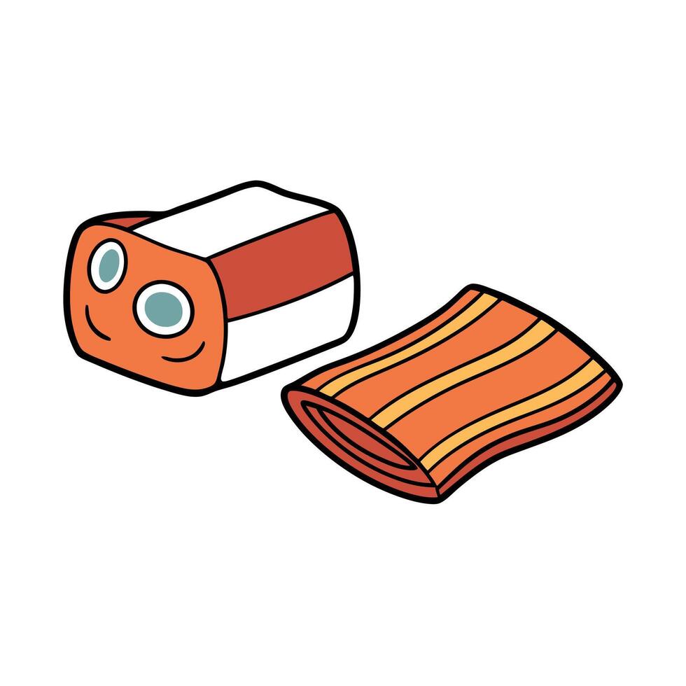 Italian pancetta. bacon cubes vector