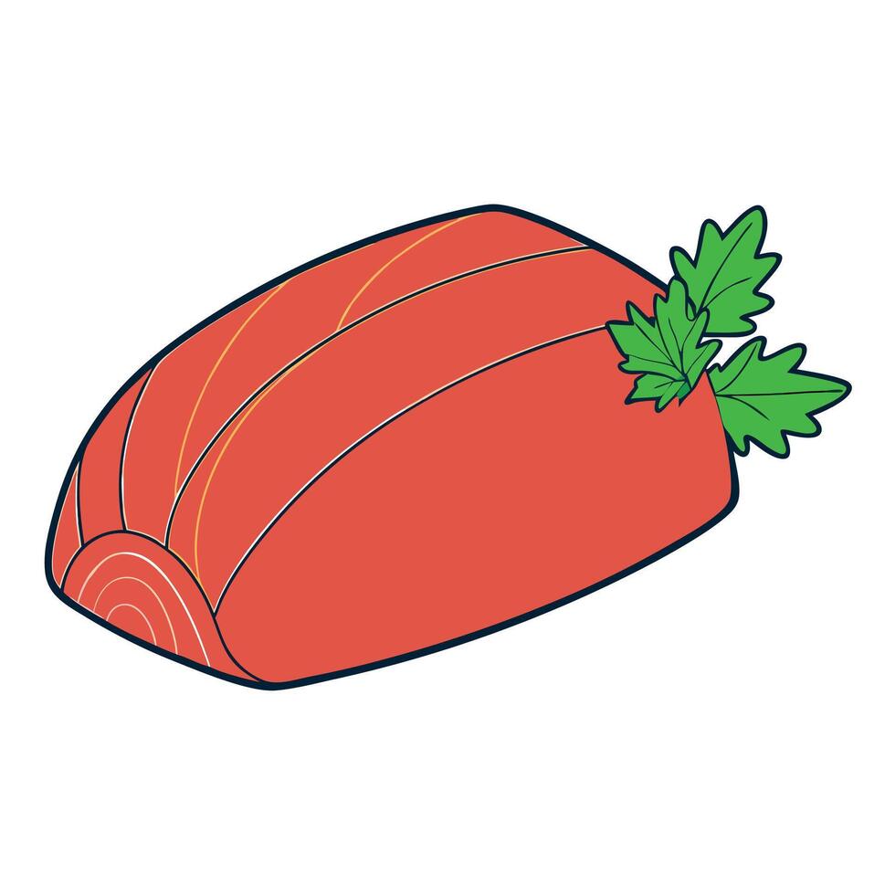 Raw Tuna Fish. Parsley vector