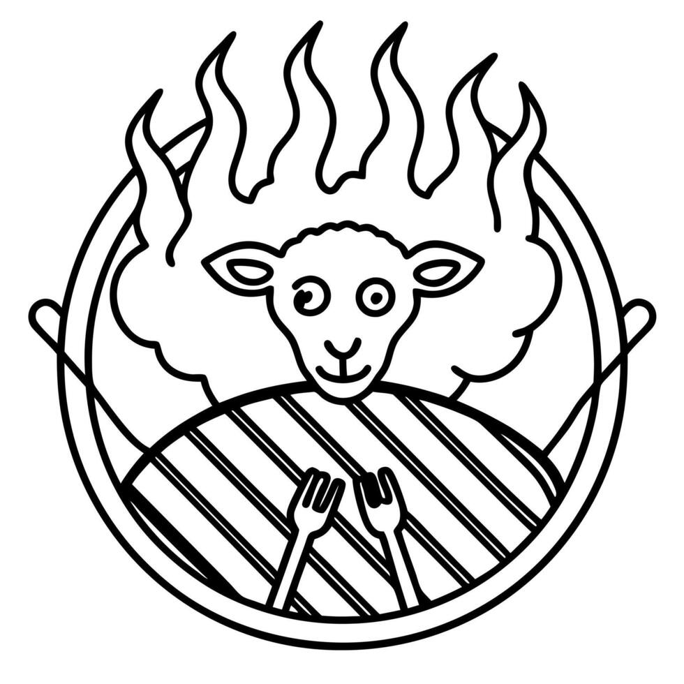 Lamb chops on a grill vector