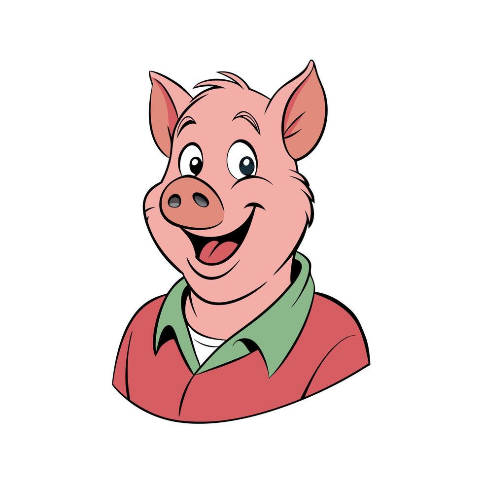 Portrait of a pig smiling vector