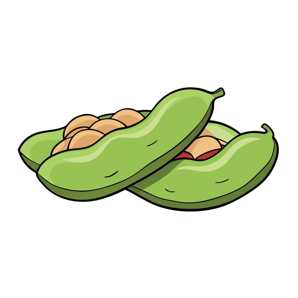 Fresh broad beans Catalan style with ham and bacon. a healthy and nutritious complement to any meal. vector