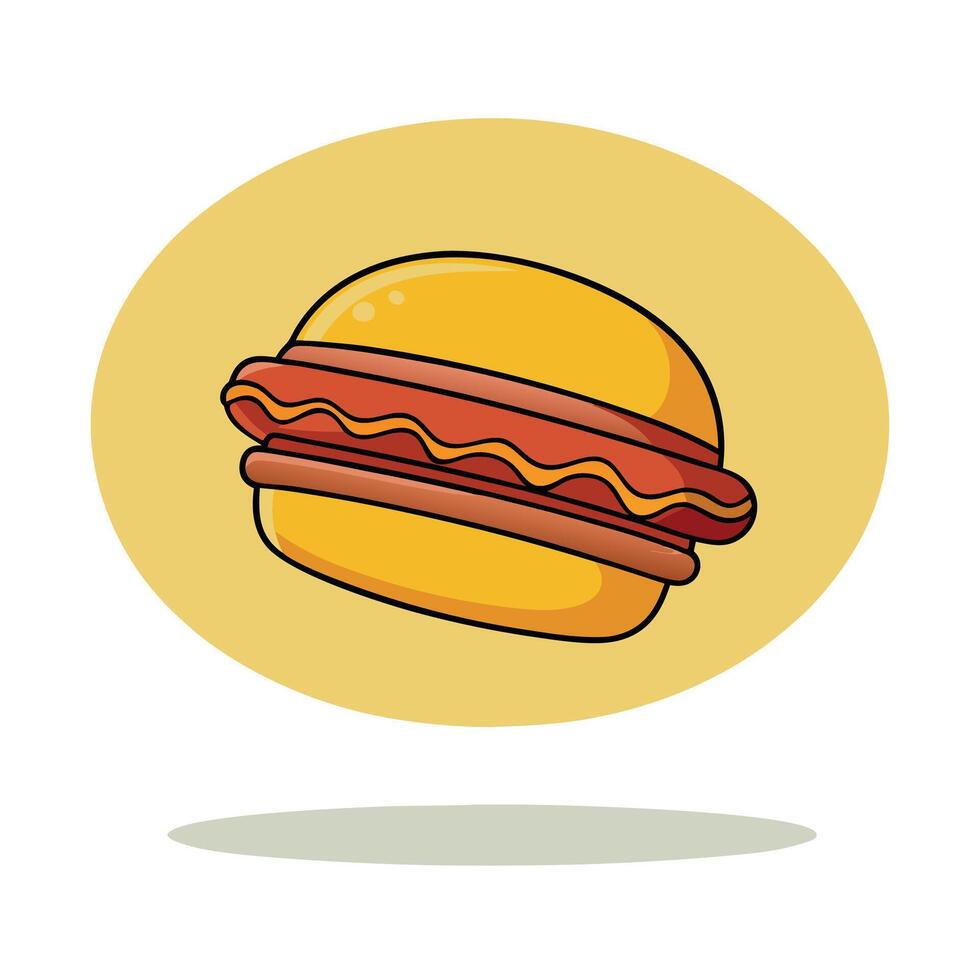 Bacon cheeseburger captured mid-air on a yellow background. food photography concept. 3D rendering. vector