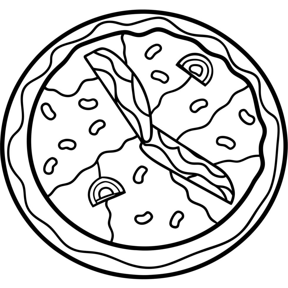 Delicious Pizza with Bacon and Cheese vector