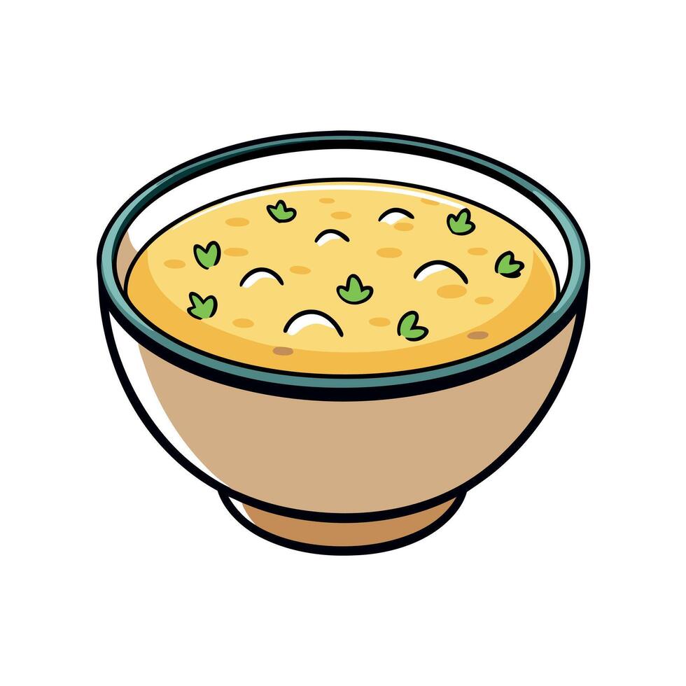 Creamy corn chowder with herbs vector