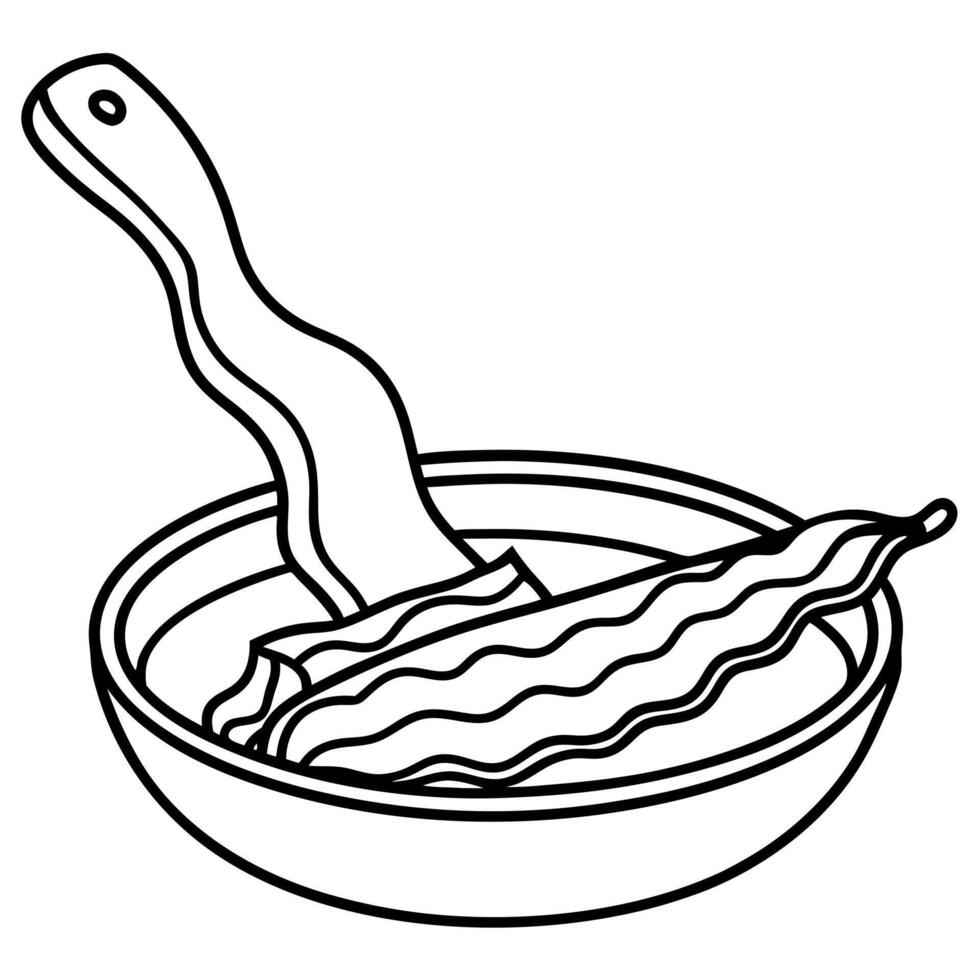 Fresh bacon. Meal slice cooking. vector