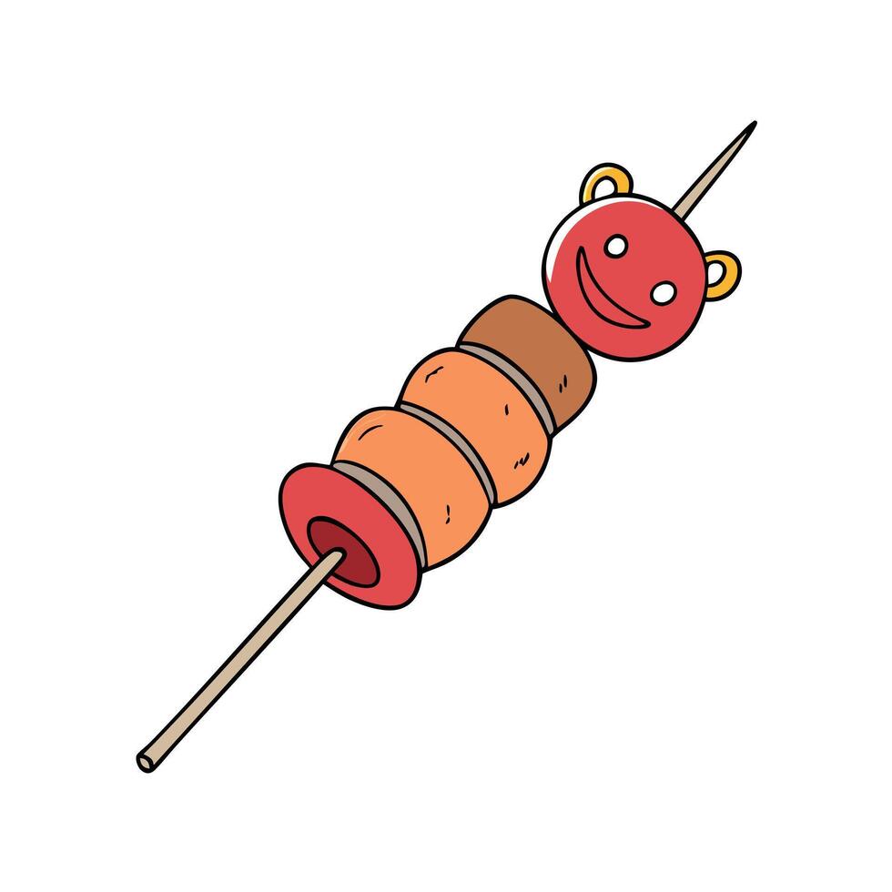 A skewer of meat and onions vector