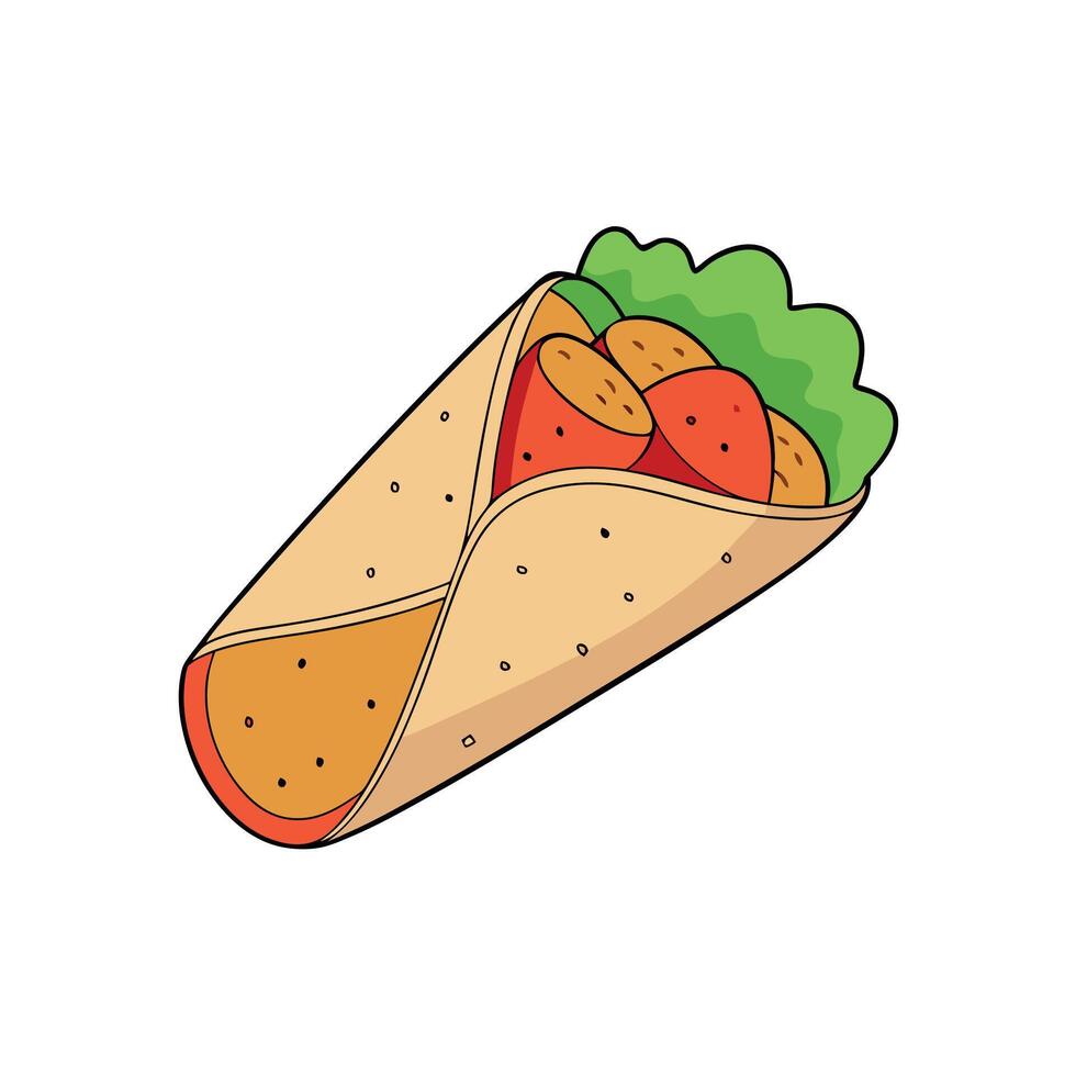 Breakfast Wrap on white background. vector