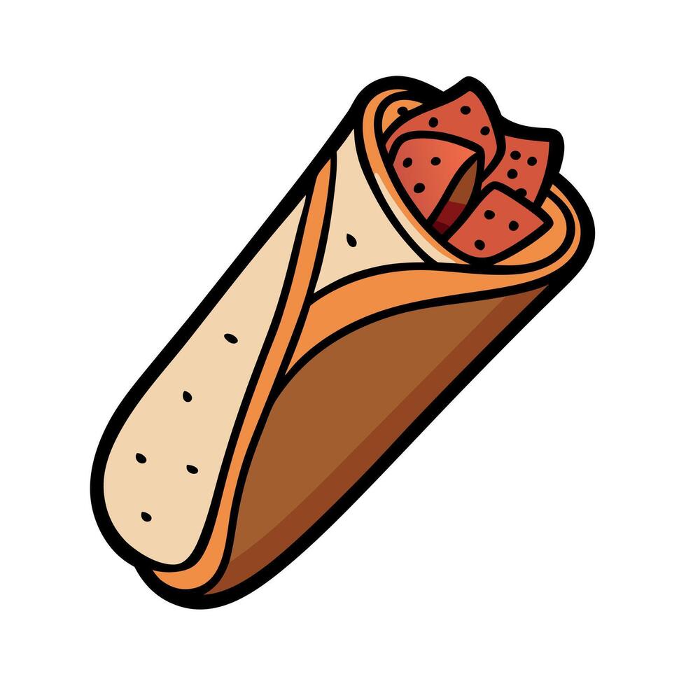 A fork with a piece of steak on it. vector