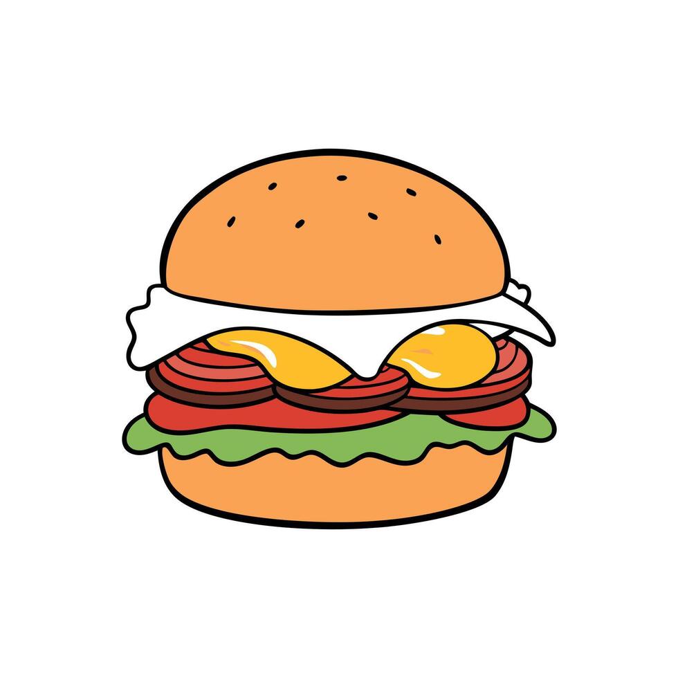 A cheeseburger with bacon and egg vector