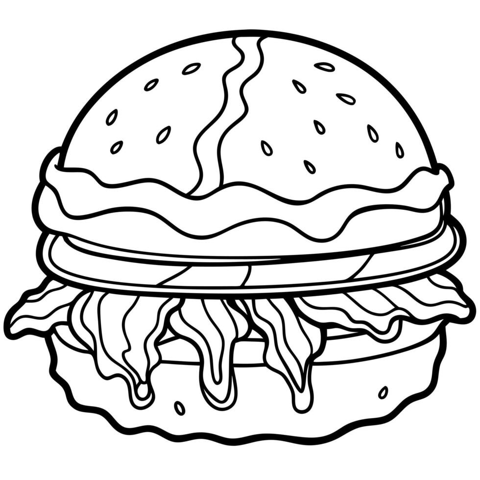 Burger with melted cheese crispy bacon vector
