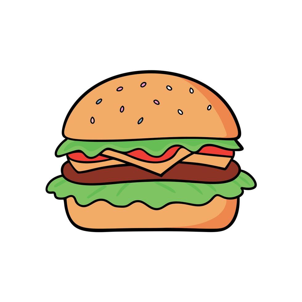 Hamburger with Bacon and salad vector