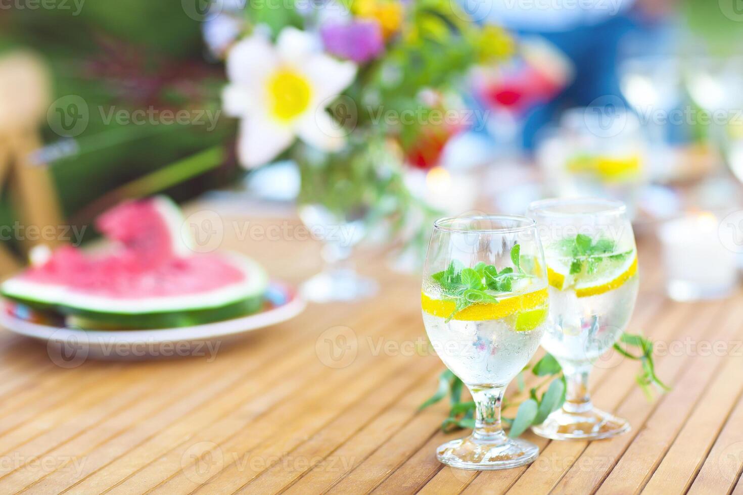Natural lemonade on the table photo