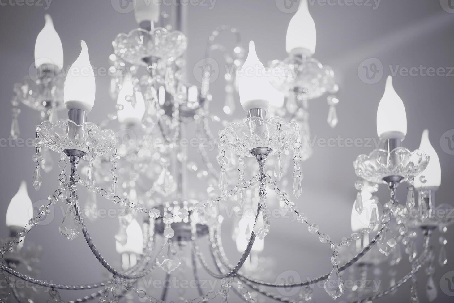 Crystal chandelier close up background photo