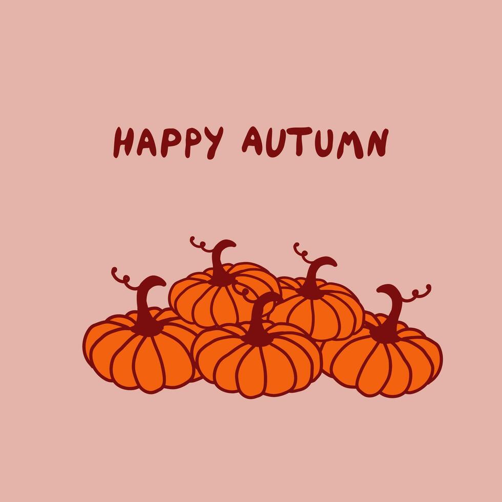 Five vibrant pumpkins arranged together on a soft background to celebrate the essence of autumn and the seasonal festivities vector