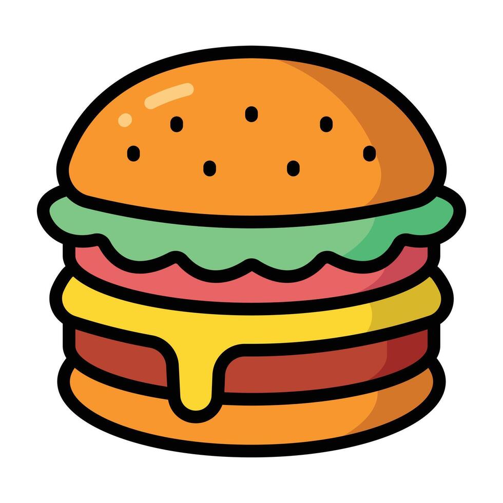 Simple Burger colorful icon. The icon can be used for websites, print templates, presentation templates, illustrations, etc vector