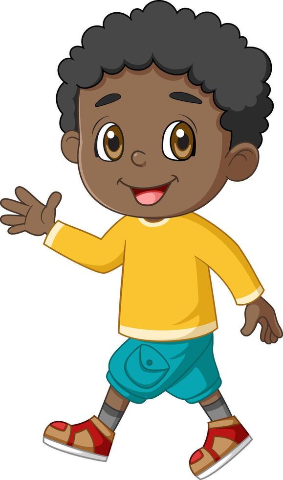 Cute African American Boy Character vector