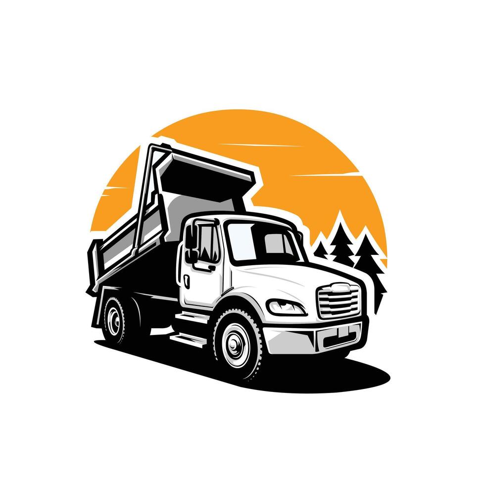Dump Truck, Tipper Truck Design Illustration Isolated in White Background. Best for Moving Transport Related Industry vector
