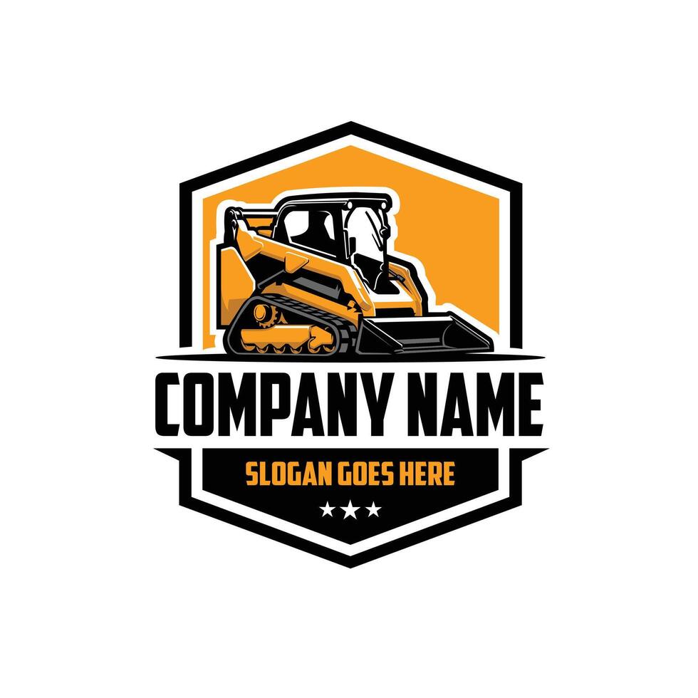Skid Track Loader Company Emblem Logo. Ready Made Logo . Best for Agricultural and Earth Mover Related Industry vector