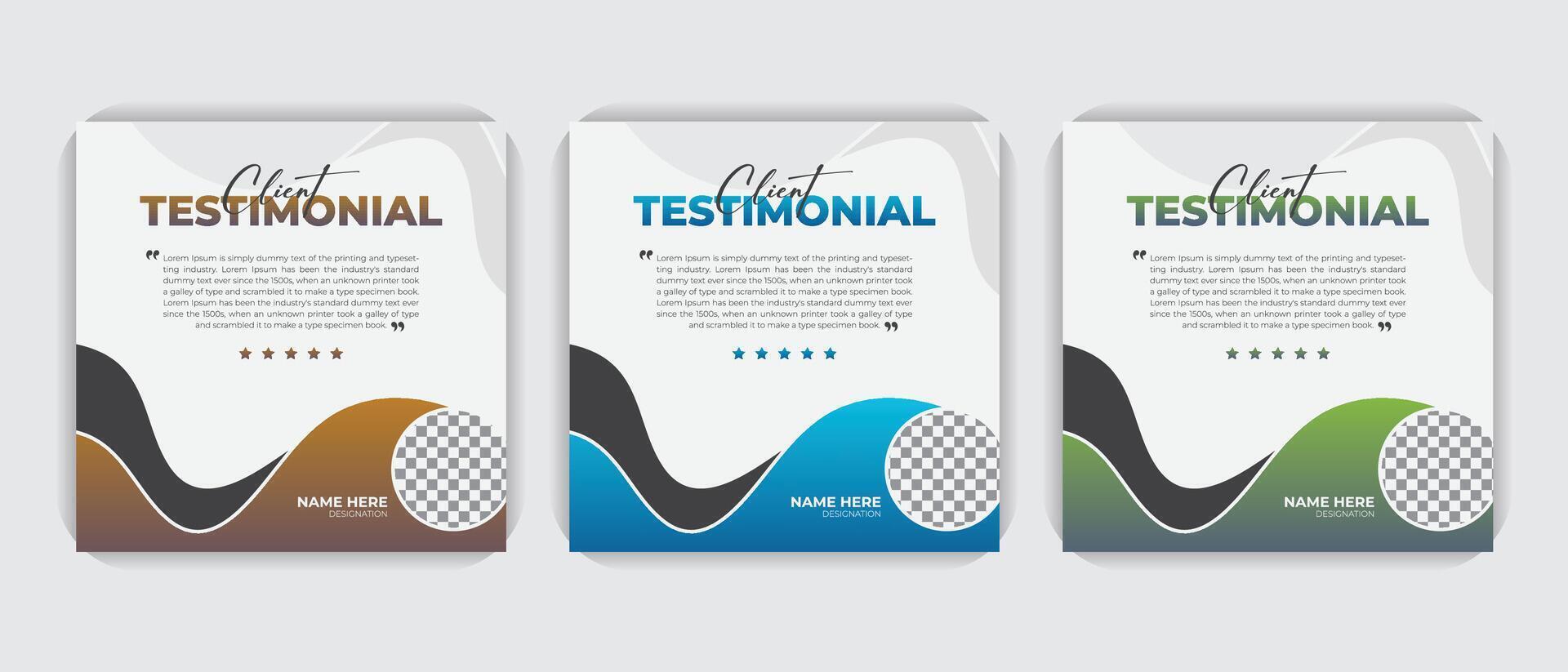 Creative, modern, stylish, abstract client testimonial colorful bundle Set. vector