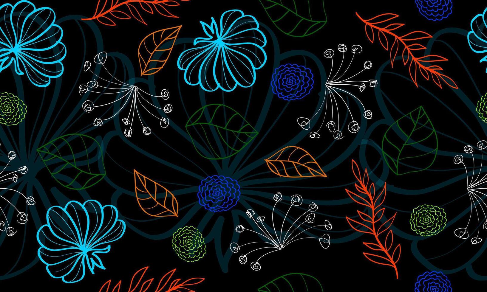 elegant seamless line art flower colorful background. Wedding endless pattern in colorful leaves. vector