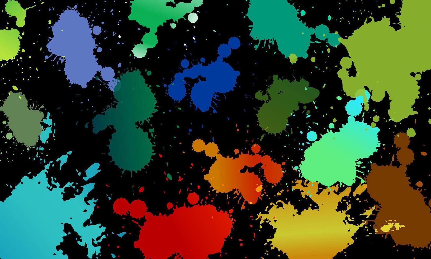 Bright colorful watercolor stain splash splatter brush stroke on black background. vector