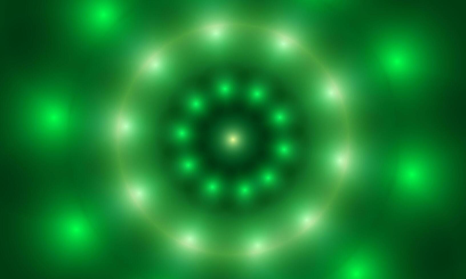 Abstract circle light effect on green background. neon soft shiny light. vector